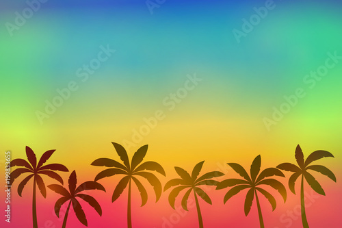 Summer background with palm trees and copyspace. Vector.