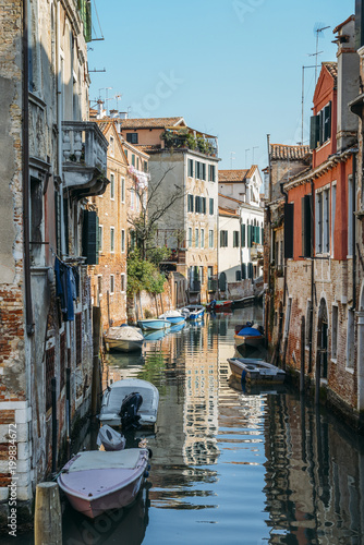 Colourful and relaxing canal in Venice  Veneto  Italy.