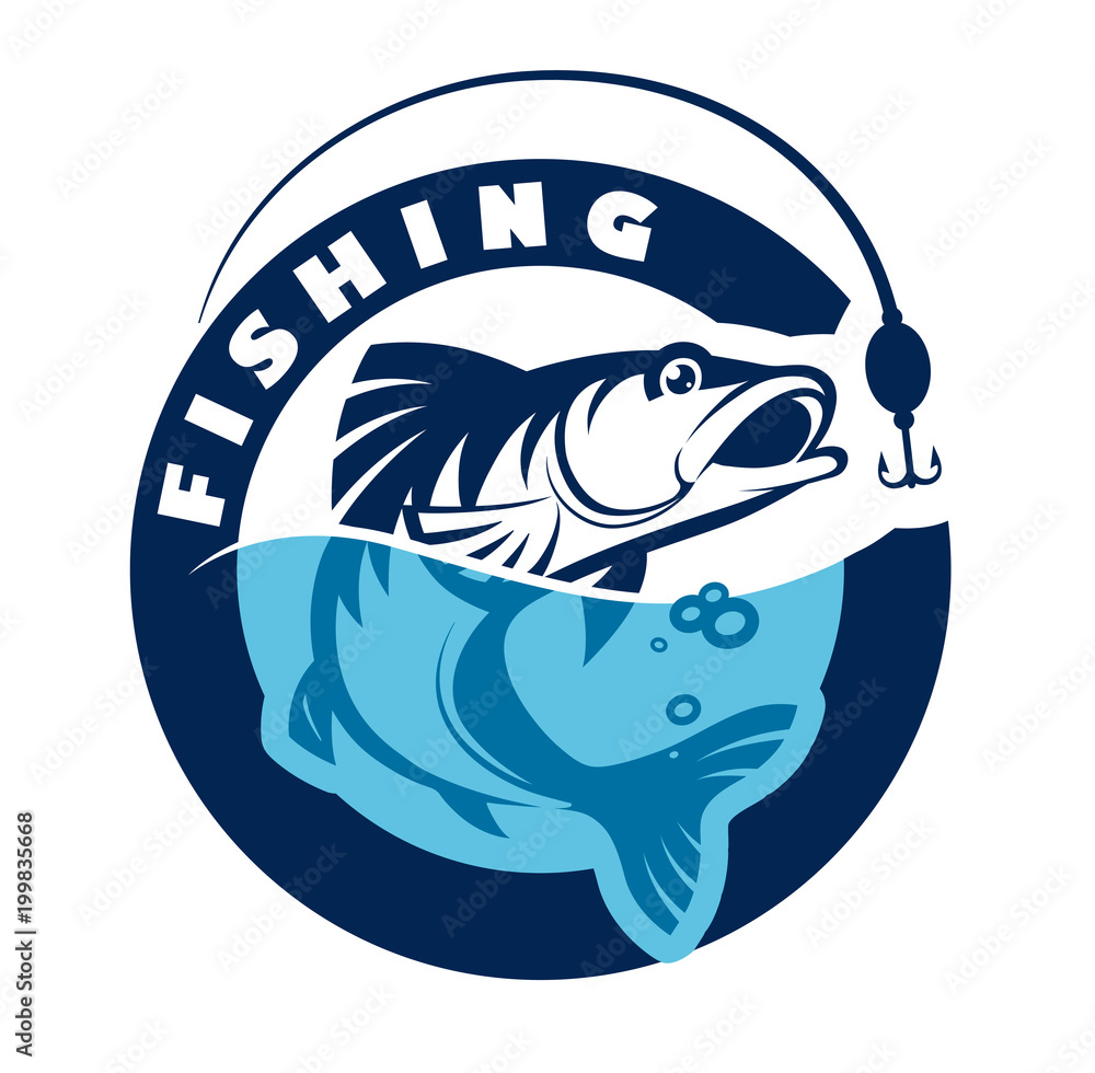 Fototapeta premium Logo or emblem for fishing club or for any other usage. Vector illustration. eps10