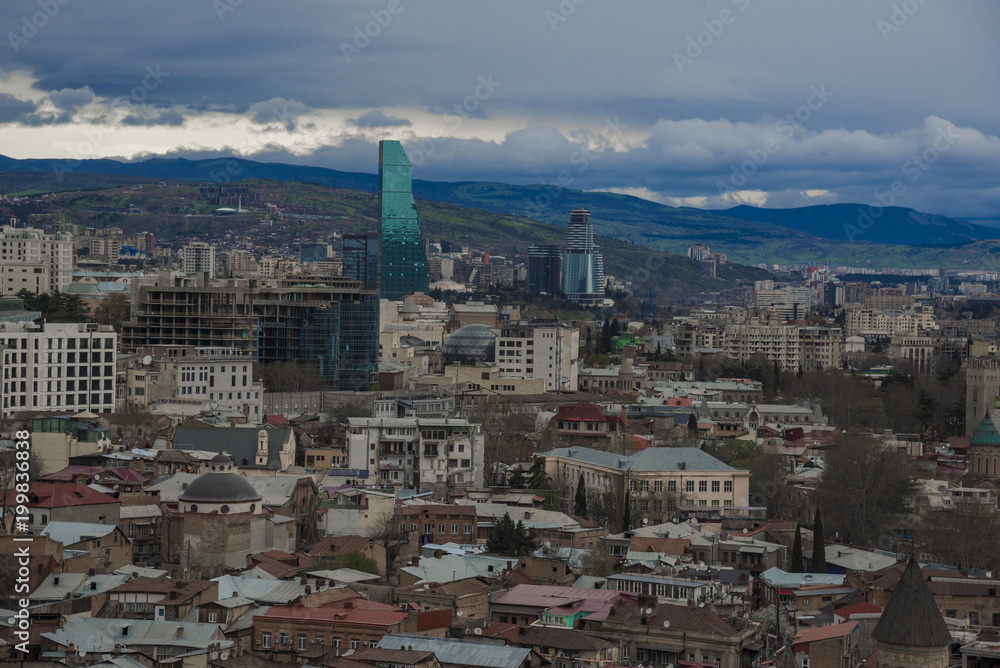 Naklejka premium Panoramic view of Tbilisi town, Georgia
