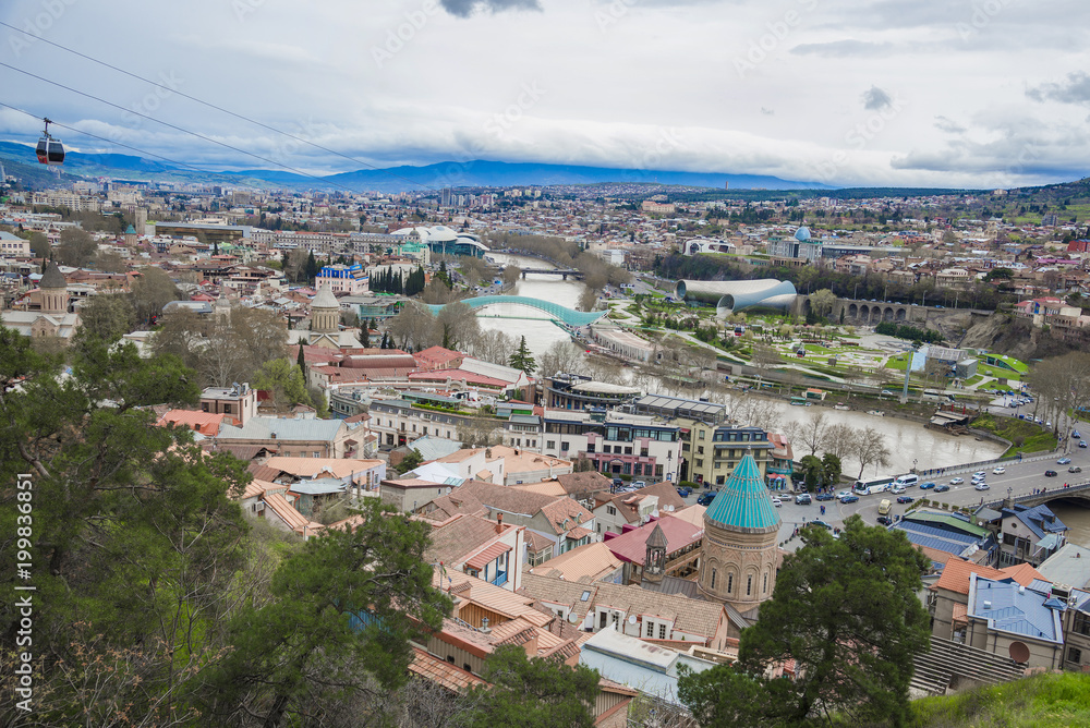 Fototapeta premium Panoramic view over Tbilisi city center