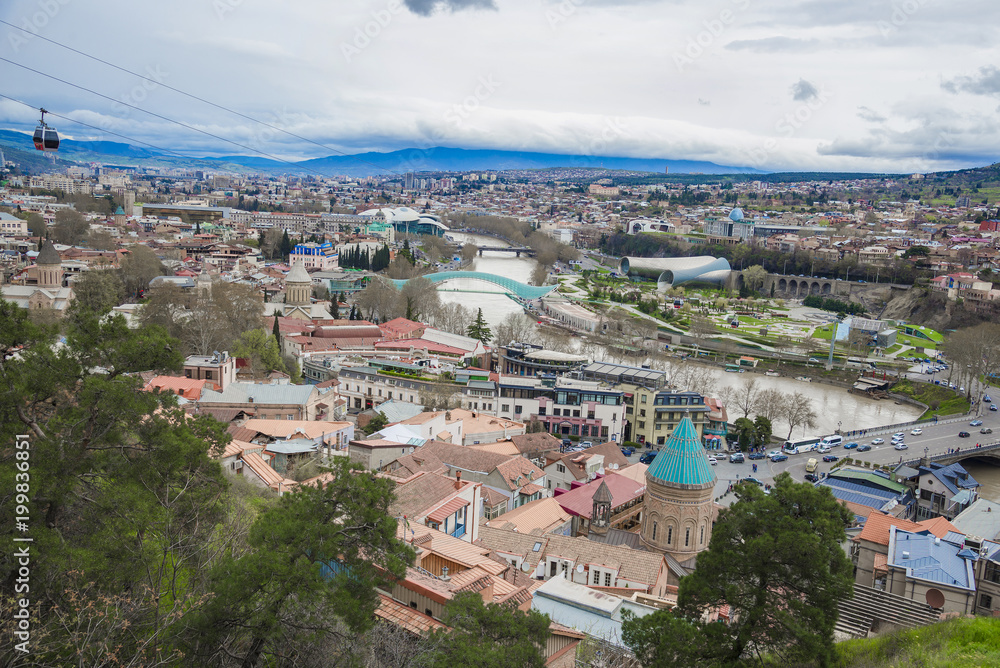 Panoramic view over Tbilisi city center