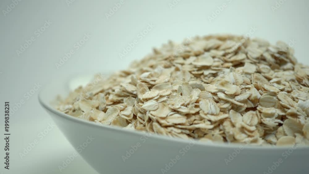 Breakfast oats rotating closeup. 4K Breakfast oats rotating closeup. 4K
