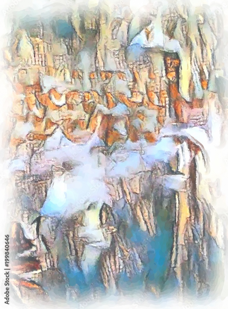 Fototapeta premium Abstract geometric watercolor background. 