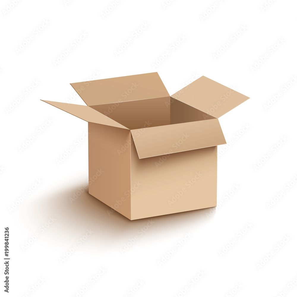 Open box cardboard mockup. Open carton cardboard box container package for delivery shipping Open box cardboard mockup. Open carton cardboard box container package for delivery shipping