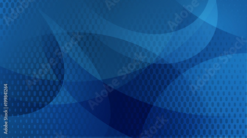 Abstract background of curved lines, curves and halftone dots in blue colors