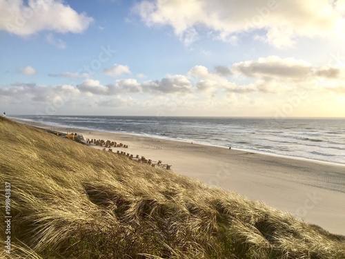 Fototapeta Naklejka Na Ścianę i Meble -  Wenningstedt beach at a clear day in fall on the island of Sylt, Germany