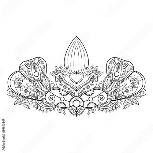 Vector illustration of a traditional ethnic  oriental ornament for coloring book