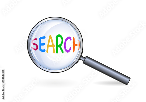 Search Lupe,
Vektor Illustration Isoliert auf weißem Hintergrund 