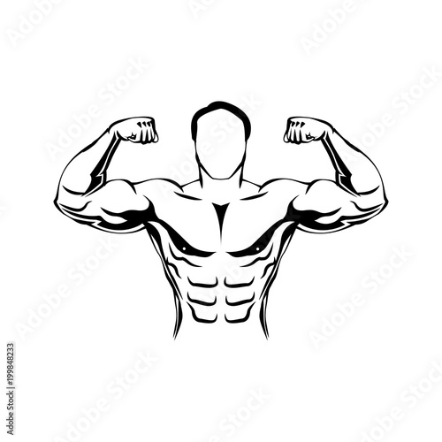 Bodybuilder. Muscles. Athlete. Sportsman. Fintness club logo. Vector.