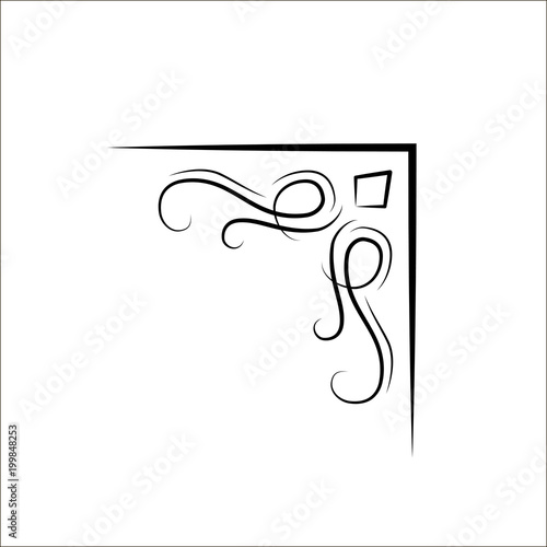 Ornamental filigree swirly corner. Vintage design element. Vector.