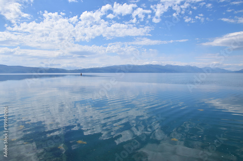 Mirror reflection in ohrid lake. Ohrid, Macedonia.