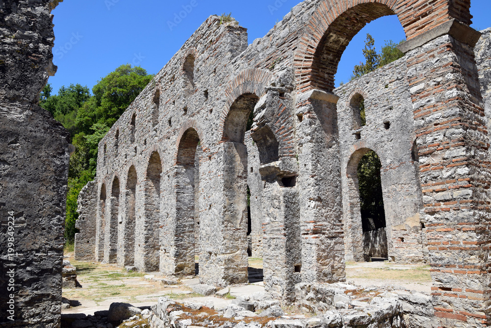 Ruins of church in Buthrotum, ancient city in south Albania. Butrint.