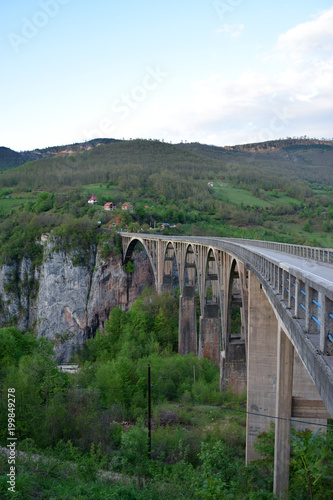 "Durdevica Tara Bridge" - concrete Tara Bridge in north Montenegro. Tara Canyon.