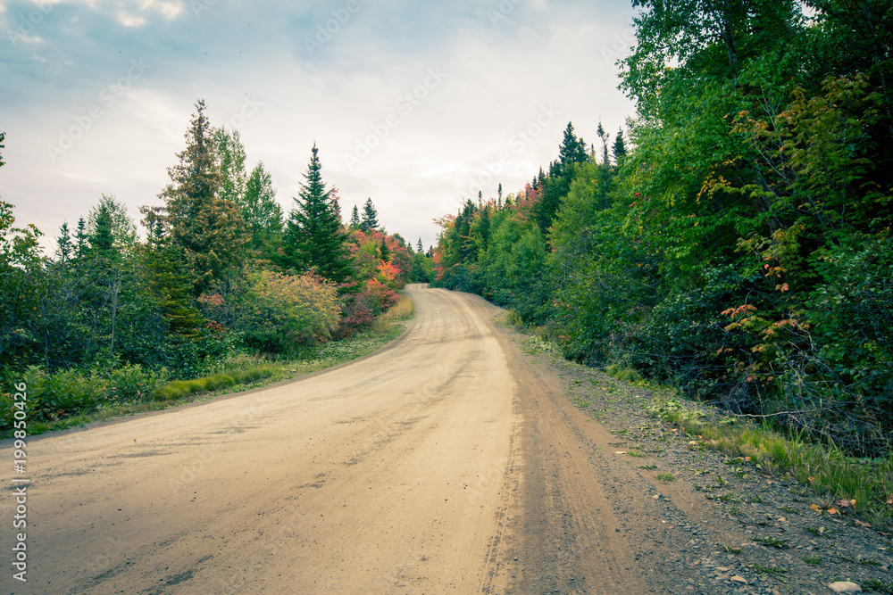 turn on a rural road in Gaspe Quebec 