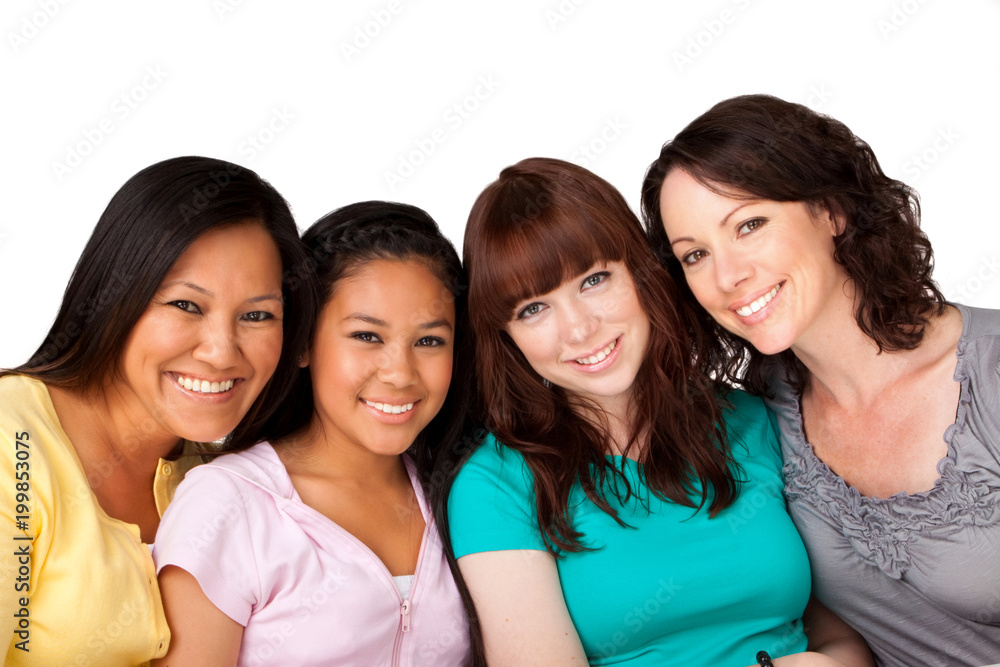 Diverse group of mothers and daughters. Diverse group of mothers and daughters.