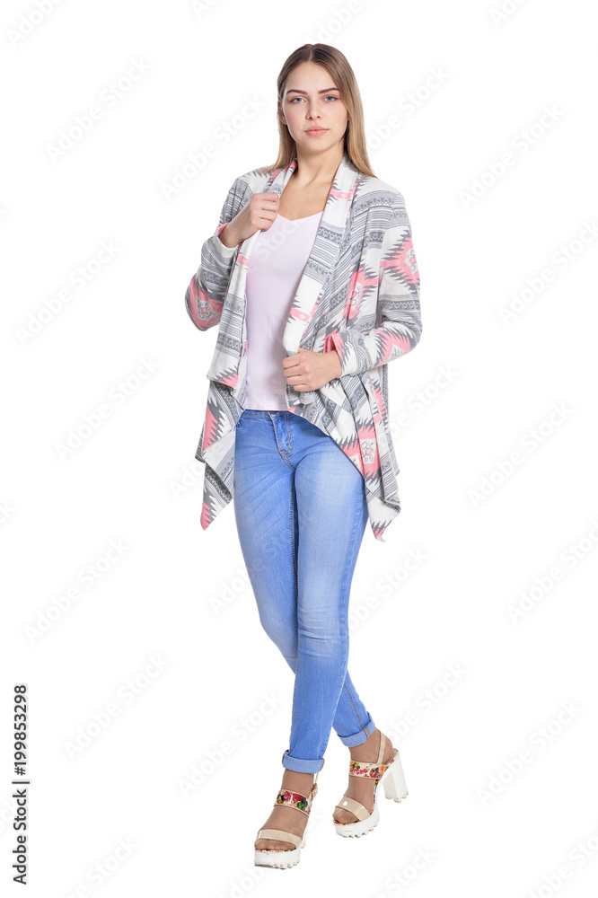 Fototapeta premium beautiful woman in jeans posing