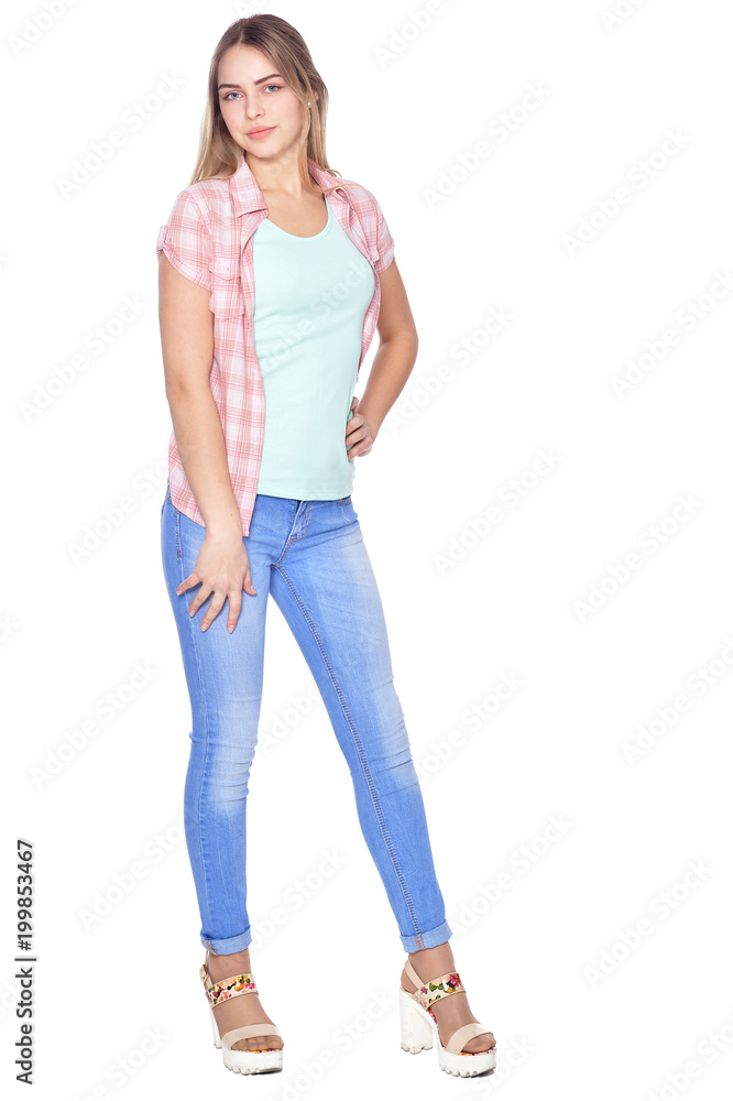 beautiful woman in jeans posing beautiful woman in jeans posing