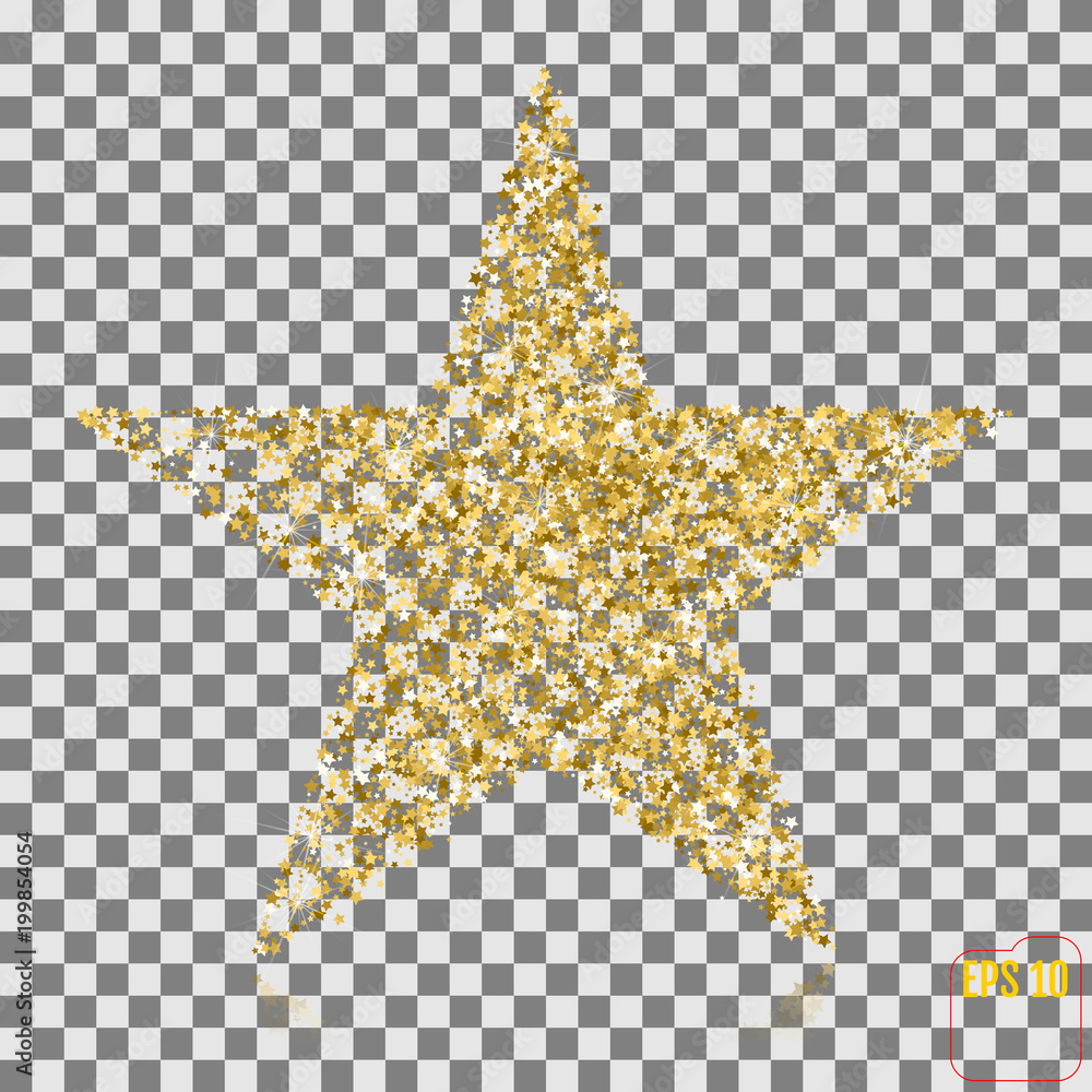 Golden Glitter Star Of Many Small Stars Vector Banner On Transparent Background Gold Template Star For Banner Card Vip Exclusive Certificate Gift Luxury Privilege Voucher Store Present Stock Vector Adobe Stock