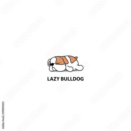Lazy dog, cute bulldog puppy sleeping icon, logo design, vector illustration