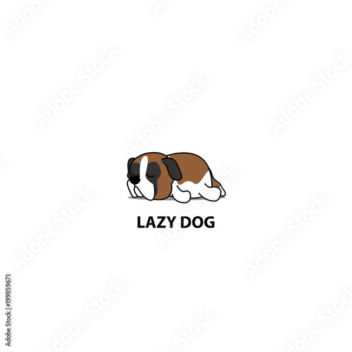 Lazy dog, cute saint bernard sleeping icon, logo design, vector illustration
