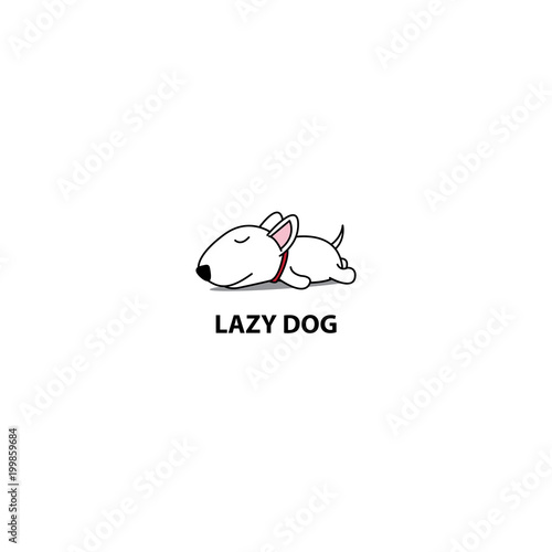 Lazy dog, cute bull terrier puppy sleeping icon, logo design, vector illustration