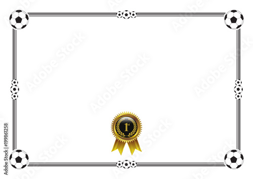 Football championship competition certificate blank with gold badge