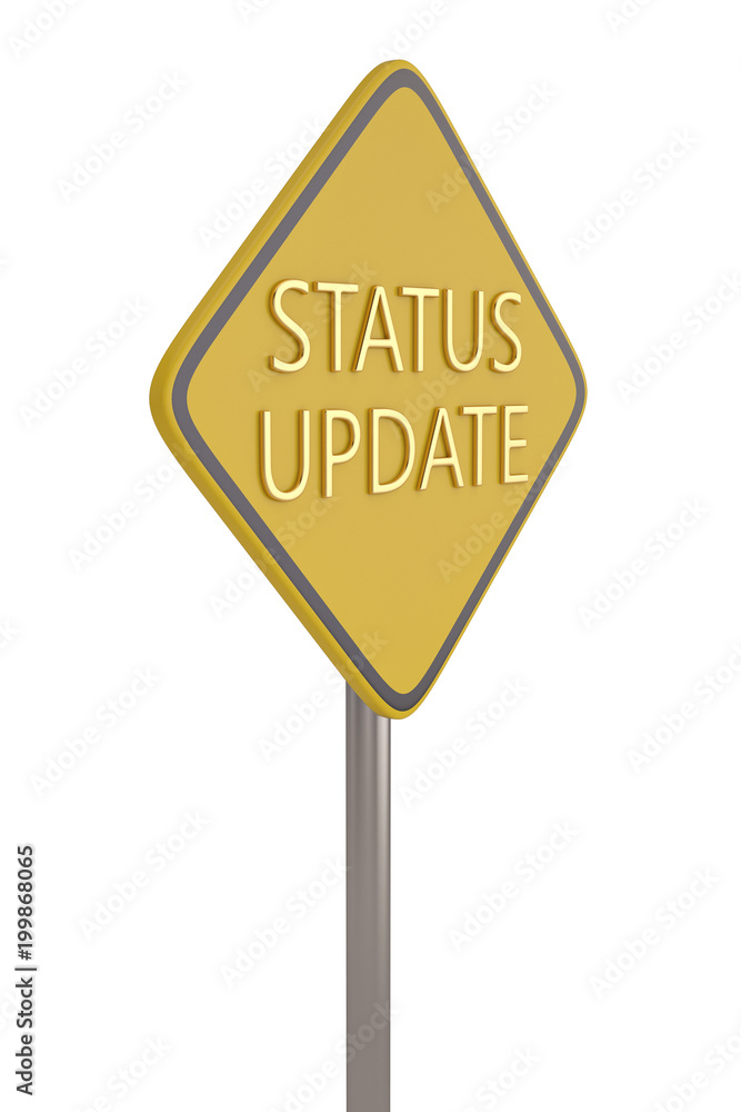 The word status update on street sign. 3D illustration. The word status update on street sign. 3D illustration.