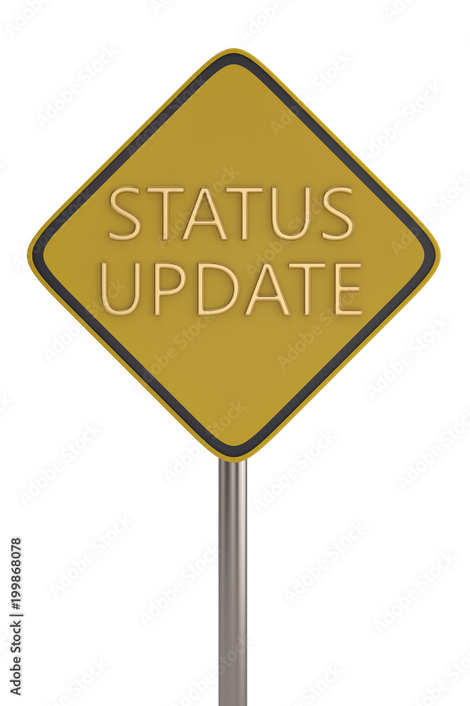 The word status update on street sign. 3D illustration. The word status update on street sign. 3D illustration.