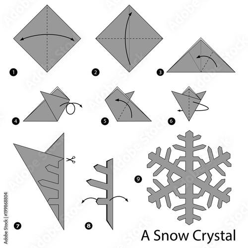 step by step instructions how to make origami A Snow Crystal