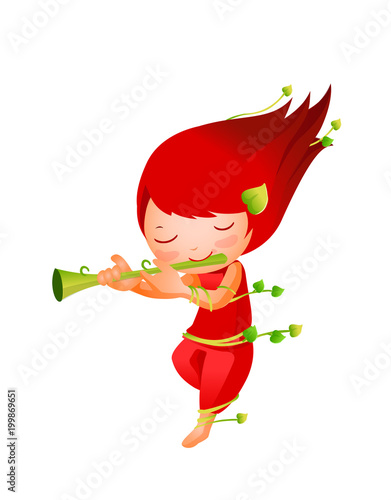 Close-up of girl playing flute