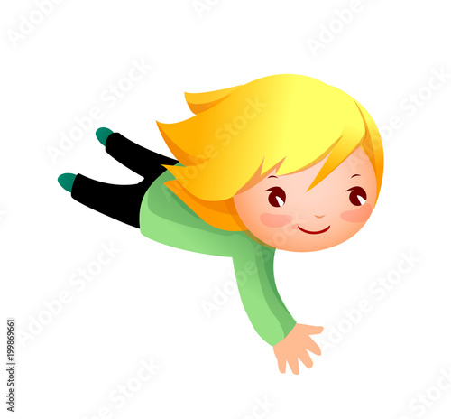 Side view of girl flying