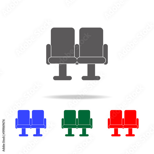 seats in the cinema icon. Elements of cinema and filmography multi colored icons. Premium quality graphic design icon. Simple icon for websites, web design, mobile app