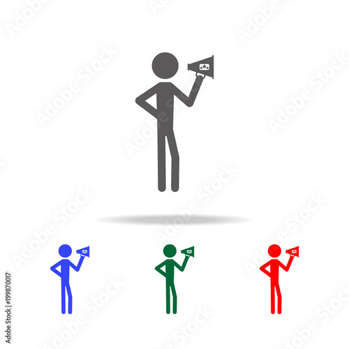 director with a horn icon. Elements of cinema and filmography multi colored icons. Premium quality graphic design icon. Simple icon for websites, web design, mobile app