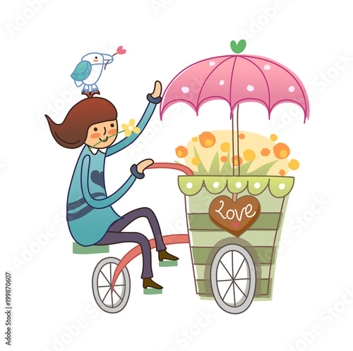 Side view of girl on cycle