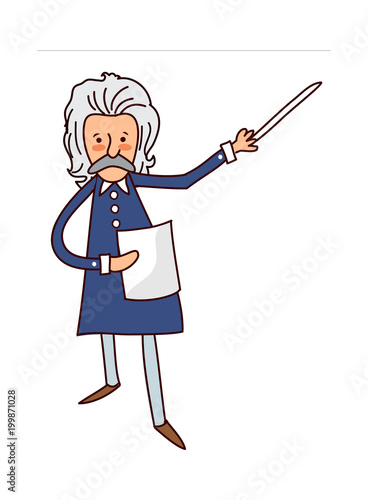 Close-up of man holding paper and stick