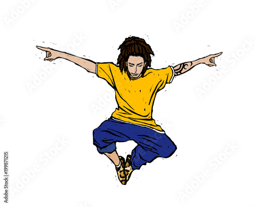 Close-up of man jumping