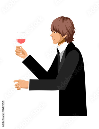 Side view of man holding glass