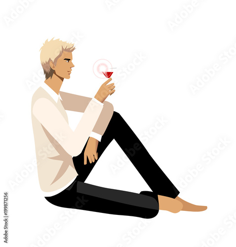 Side view of man holding glass