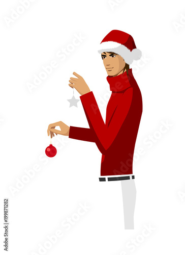 Side view of man holding star