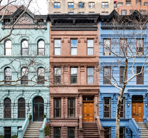 Colorful historic buildings in Manhattan New York City © deberarr