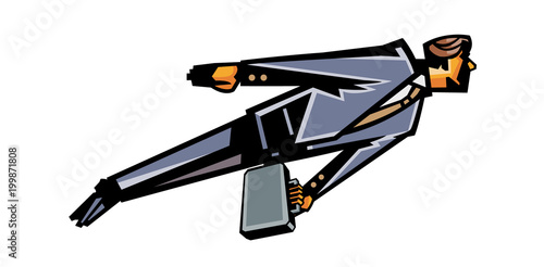 Side view of man flying