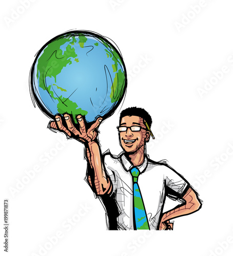 Close-up of man holding globe