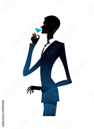 Side view of man holding wineglass