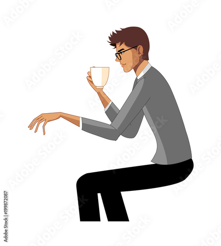 Side view of man holding cup