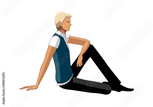 Side view of man sitting