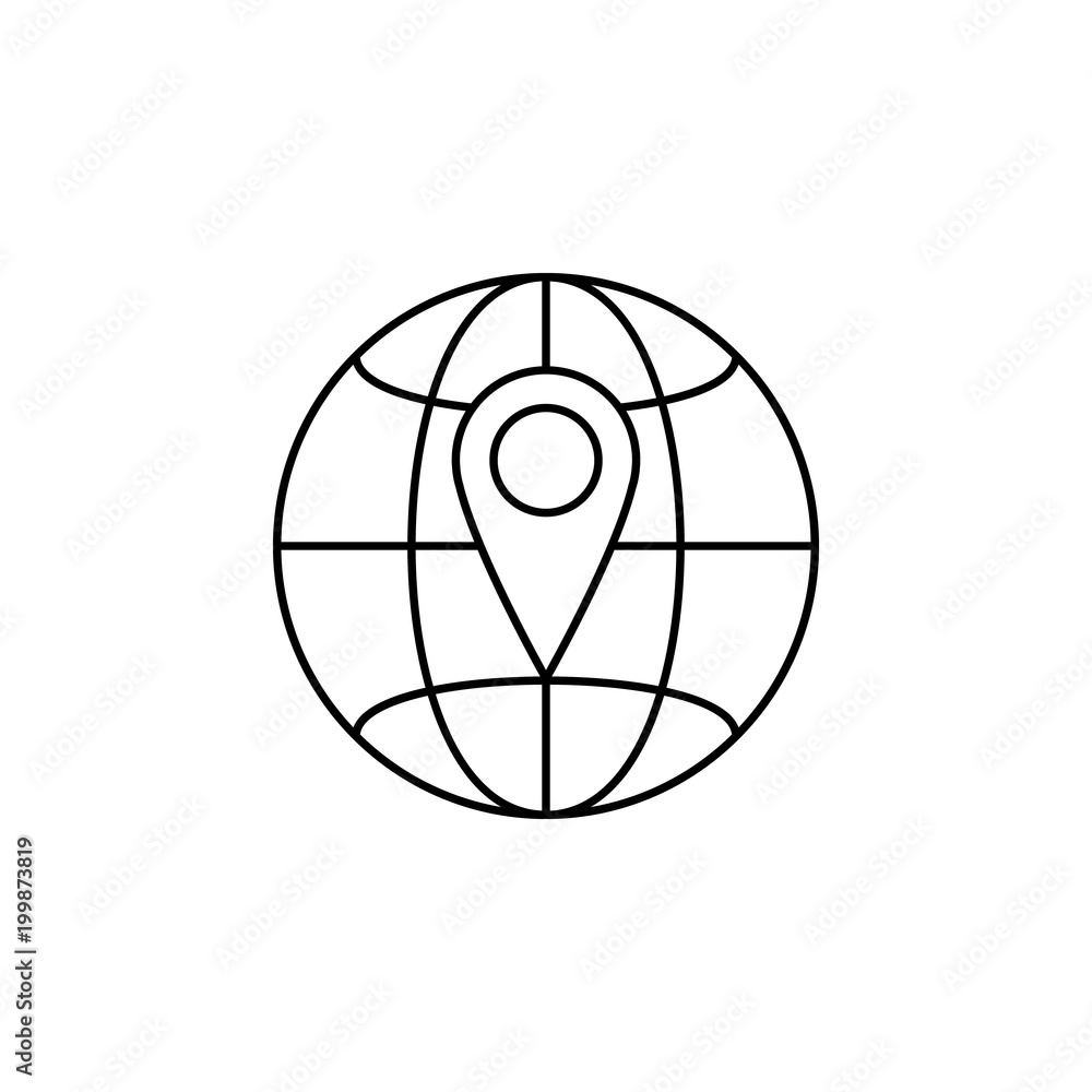 pin on the globe icon. Element of navigation illustration. Premium quality graphic design icon. Signs and symbols collection icon for websites, web design, mobile app pin on the globe icon. Element of navigation illustration. Premium quality graphic design icon. Signs and symbols collection icon for websites, web design, mobile app