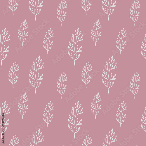 Doodle seamless vector pattern with branches