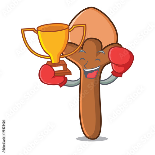 Boxing winner cloves mascot cartoon style