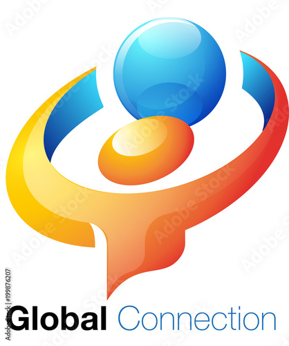 Vector abstract, global connection and communication network symbol